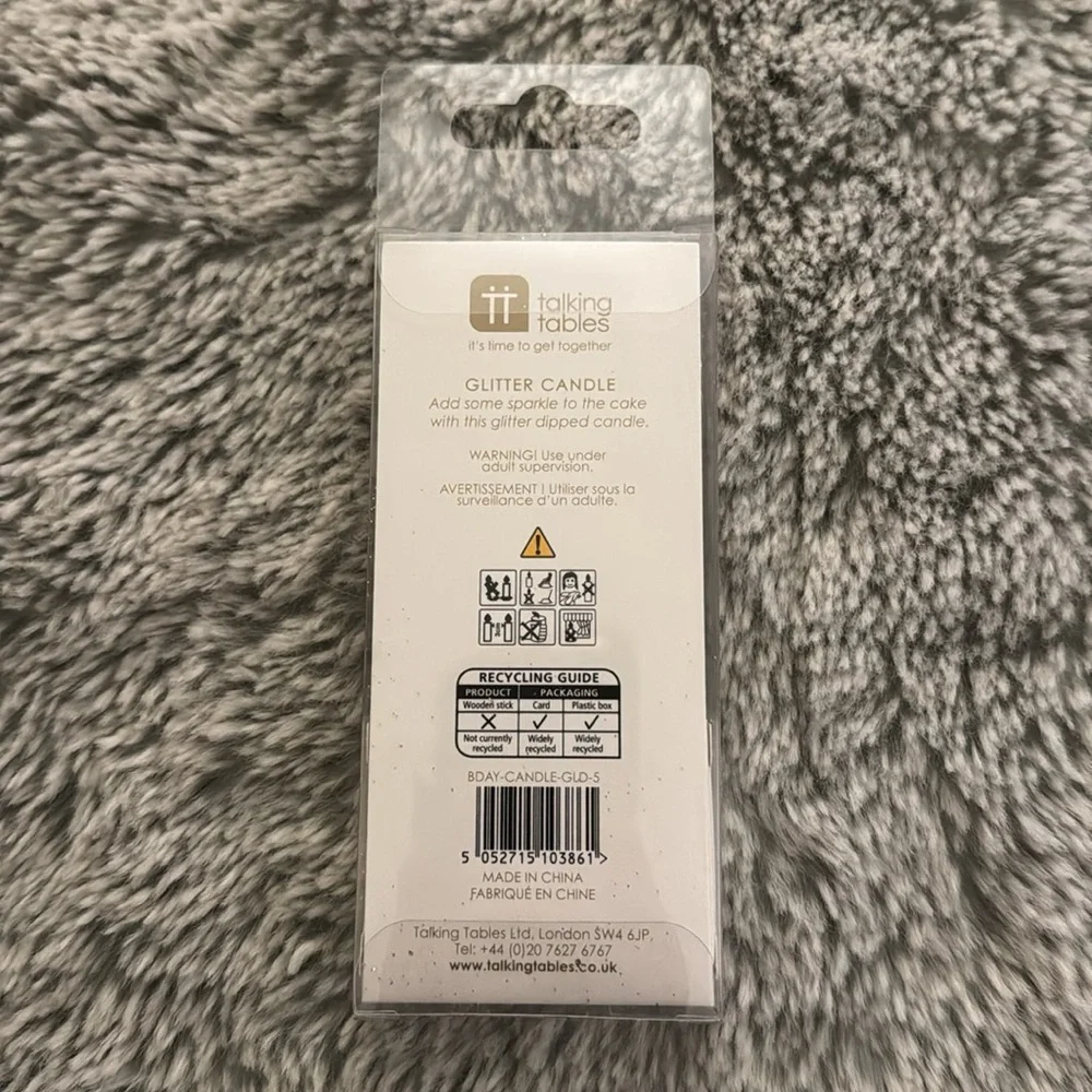 Talking Tables Glitter Candle Number 5 - Gold 3 inch